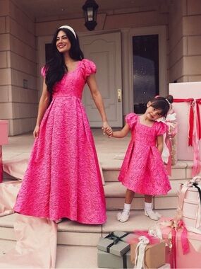 Ivy City Co Hot Pink Portia Jacquard Maxi Dress, Size 14
